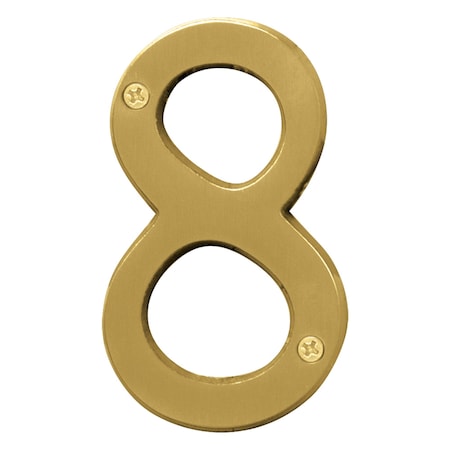 Hy-Ko 4In Brushed Brass Number 8, 3PK A30928
